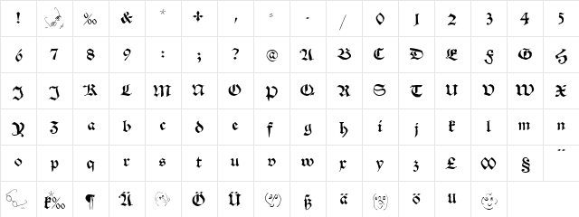 SchwabachScribbelsSecond Regular  glyph index