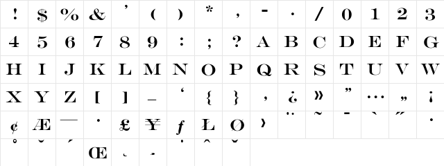 MEngravers-SizeOne Regular  glyph index
