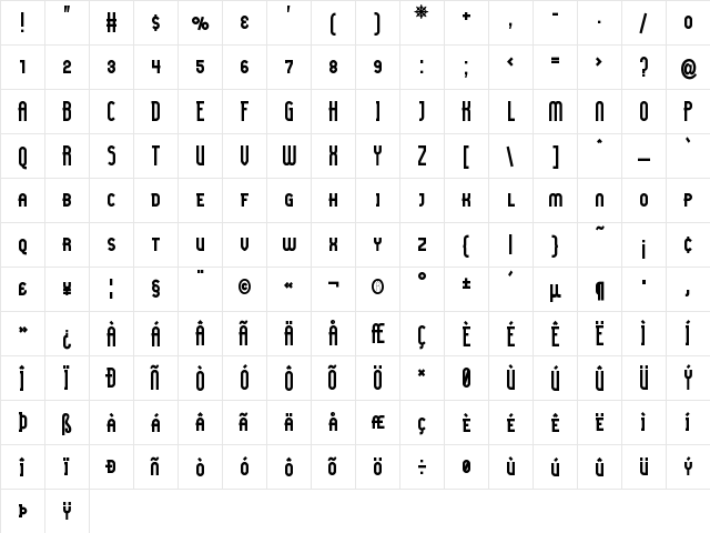 Lady Ice - SC Bold  glyph index