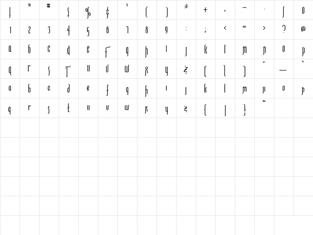 KimberSSK Regular  glyph index