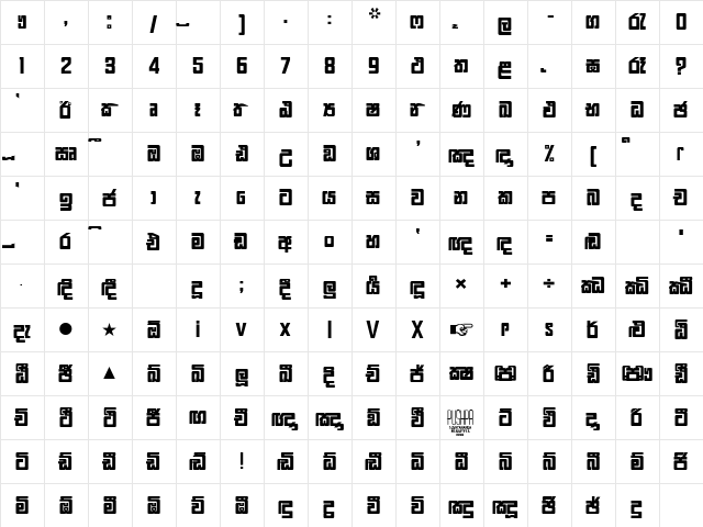 FMGemunu x  glyph index