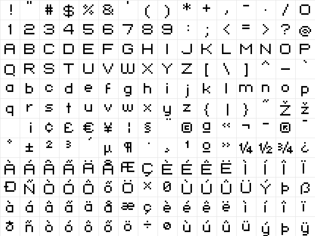 standard 07_52 Regular  glyph index