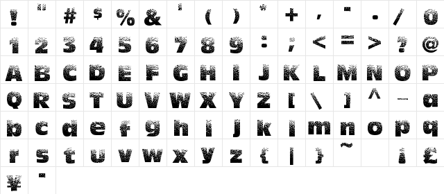 HotSweat Regular  glyph index