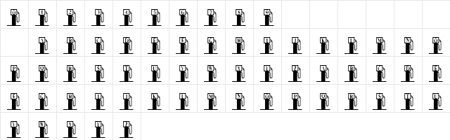 101! Unleaded Fuel Only Regular  glyph index