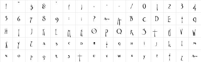 Fontasia One Regular  glyph index