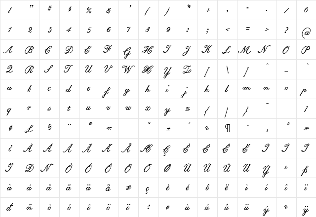 EdwardEdwin Bold  glyph index