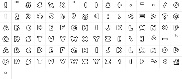 Stompy Regular  glyph index