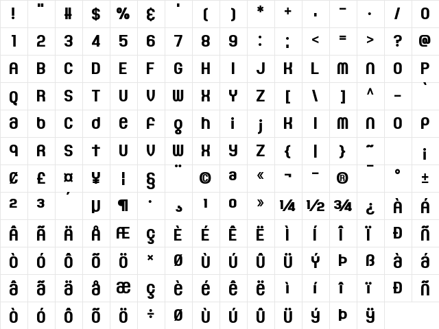 The Gaeilge Kids Regular  glyph index