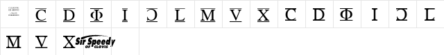 Romanum Regular  glyph index