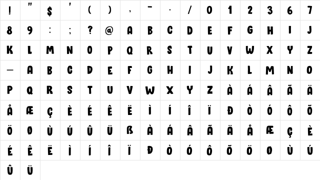 Bloomer DEMO Regular  glyph index