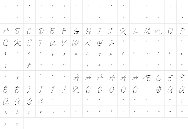 Indonesian Regular  glyph index