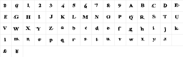 InkSpecial Regular  glyph index