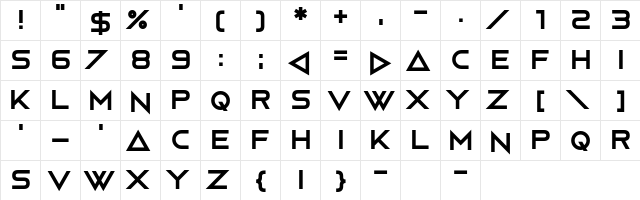The Shape Of Things Regular  glyph index