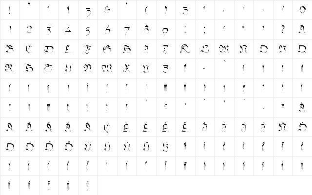 LTSangue Medium  glyph index