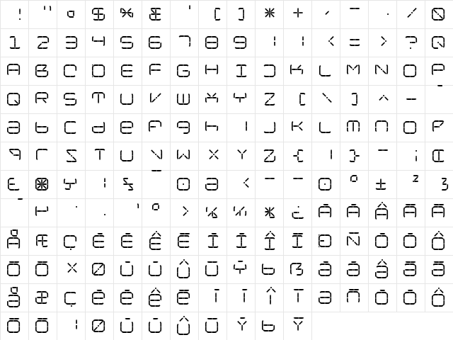 R-2014 Regular  glyph index