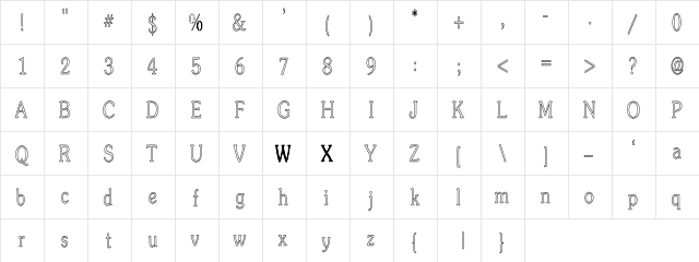 Silveron-LightHC Regular  glyph index