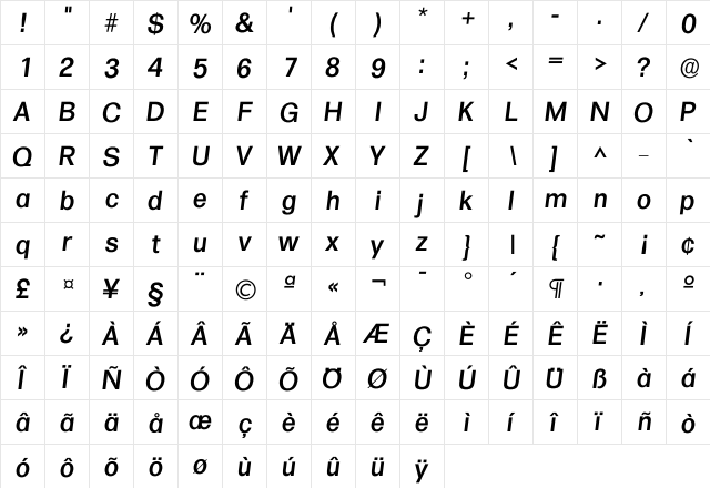 Iformula Medium  glyph index