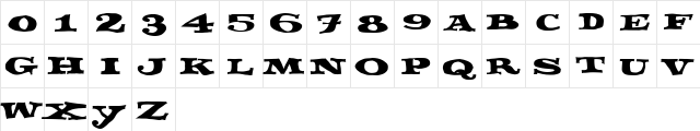 Fettecke Regular  glyph index