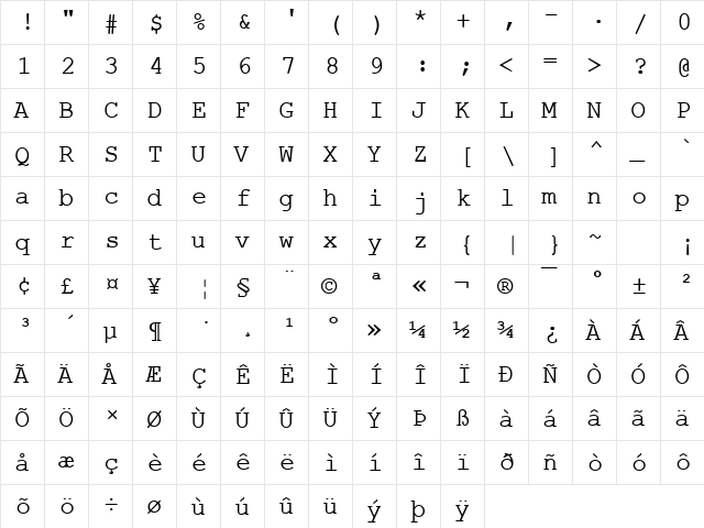 Final Draft Heavy Regular  glyph index
