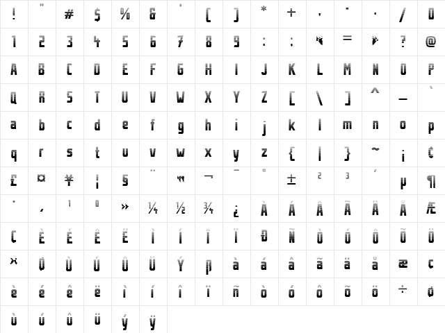 Stahlbeton Stahlbetontrʧer-Stripes  glyph index