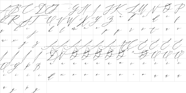 MonthGlade Regular  glyph index
