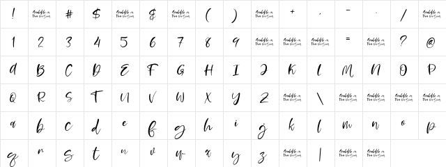 Moskova Regular  glyph index