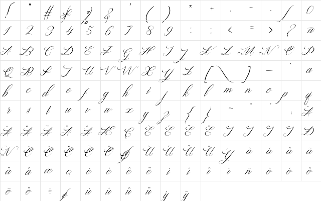 imagine Regular  glyph index