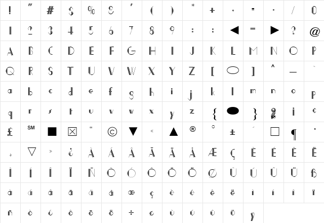 Cg Medium  glyph index