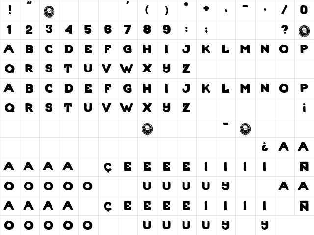 Poster Queen Regular  glyph index
