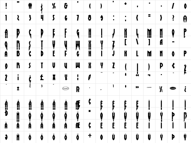 Zirconian Regular  glyph index