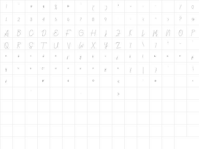 SiciliaDEMO Regular  glyph index