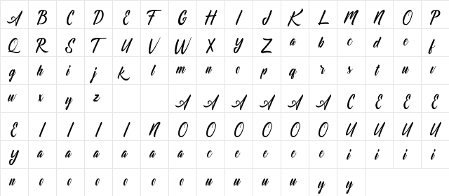 Dominick Regular  glyph index
