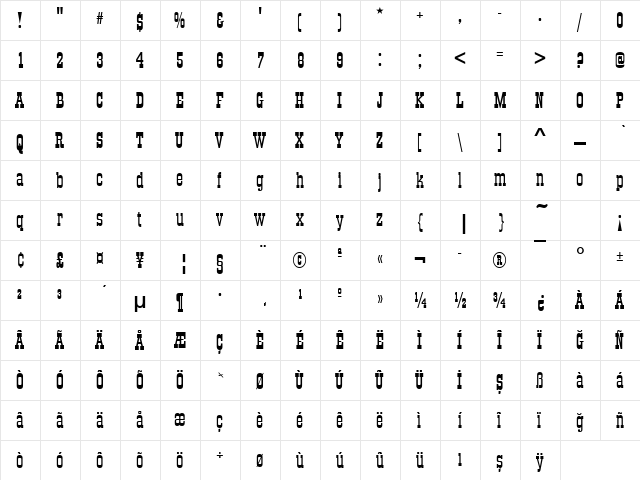 00972 Regular  glyph index
