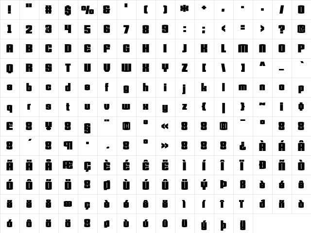 Armada Regular  glyph index