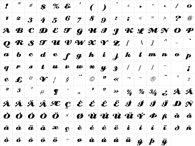 EclatICGAlt Regular  glyph index