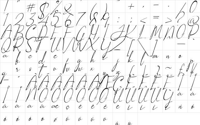Socialitta Italic  glyph index