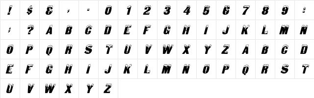 IglooCaps Italic Italic  glyph index