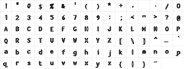 HeavyWood Regular  glyph index