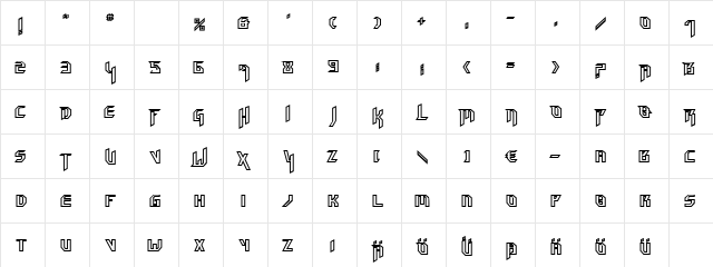 HammerheadOutline Regular  glyph index