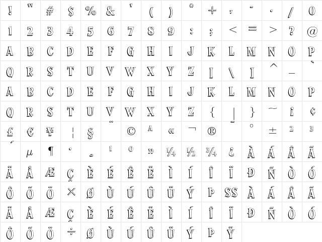 Sprocket Deluxe Regular  glyph index