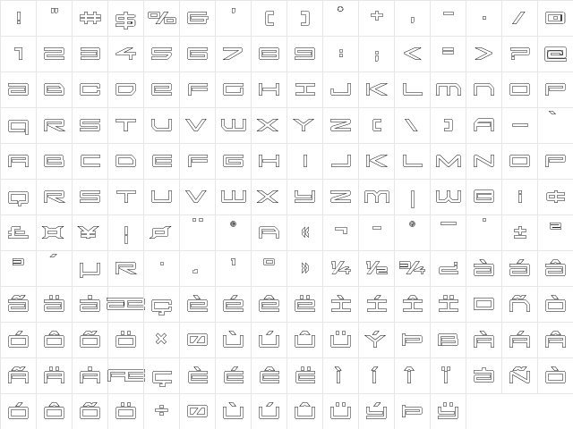 Sky Ridge Outline Regular  glyph index