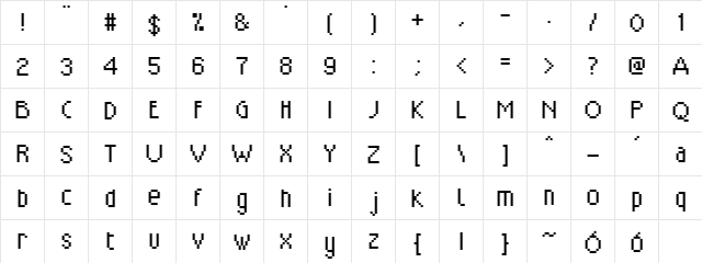MiniSter Regular  glyph index