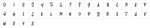 DEATH BRUSH Regular  glyph index