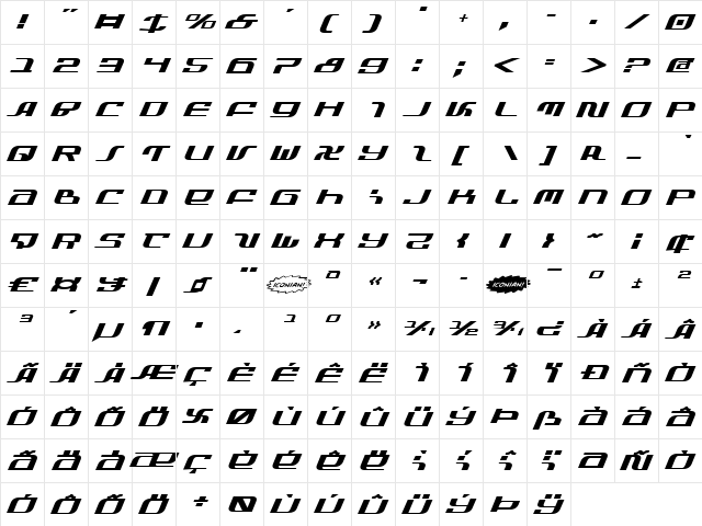 Infinity Formula ExpItalic ExpItalic  glyph index