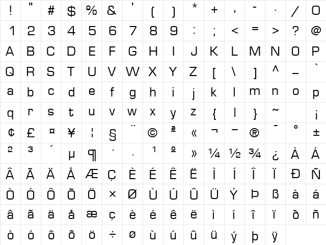 PalindromeSSK Regular  glyph index