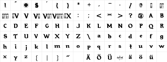 Hellraiser 3 Regular  glyph index