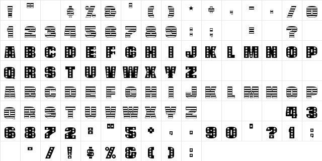 Americana Regular  glyph index