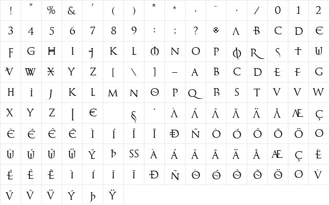 L'Elf Noir du Mal Normal  glyph index