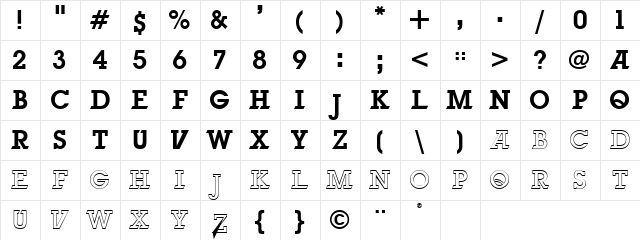 UNbreakABLE Regular  glyph index