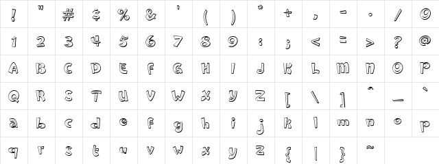 LD Wacky Regular  glyph index